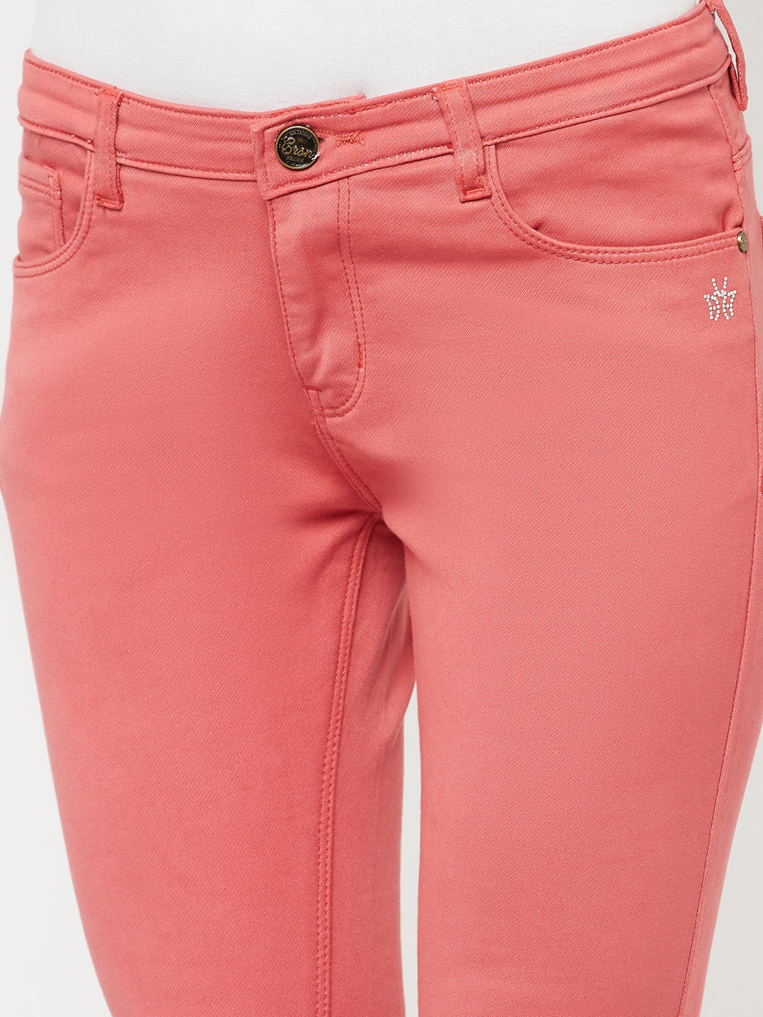 Pink Solid Jeans-Women Jeans-Crimsoune Club