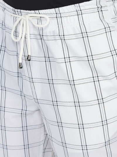 White Windowpane Checked Lounge Pants-Men Lounge Pants-Crimsoune Club