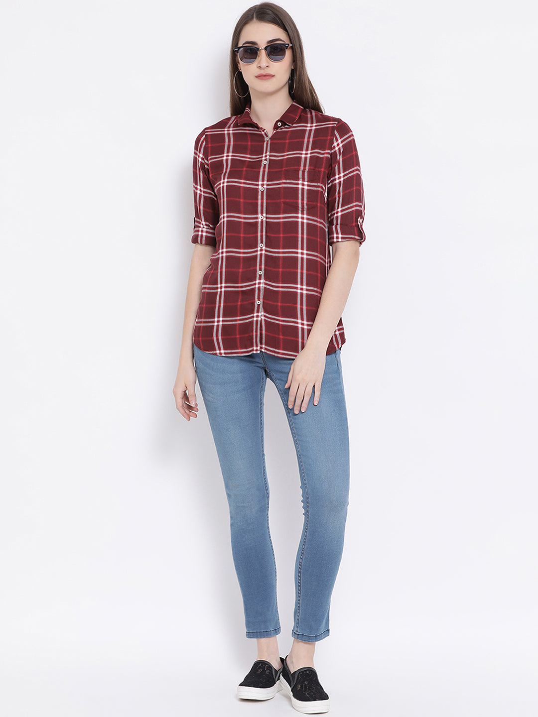 Blue Light-Wash Denim-Women Jeans-Crimsoune Club