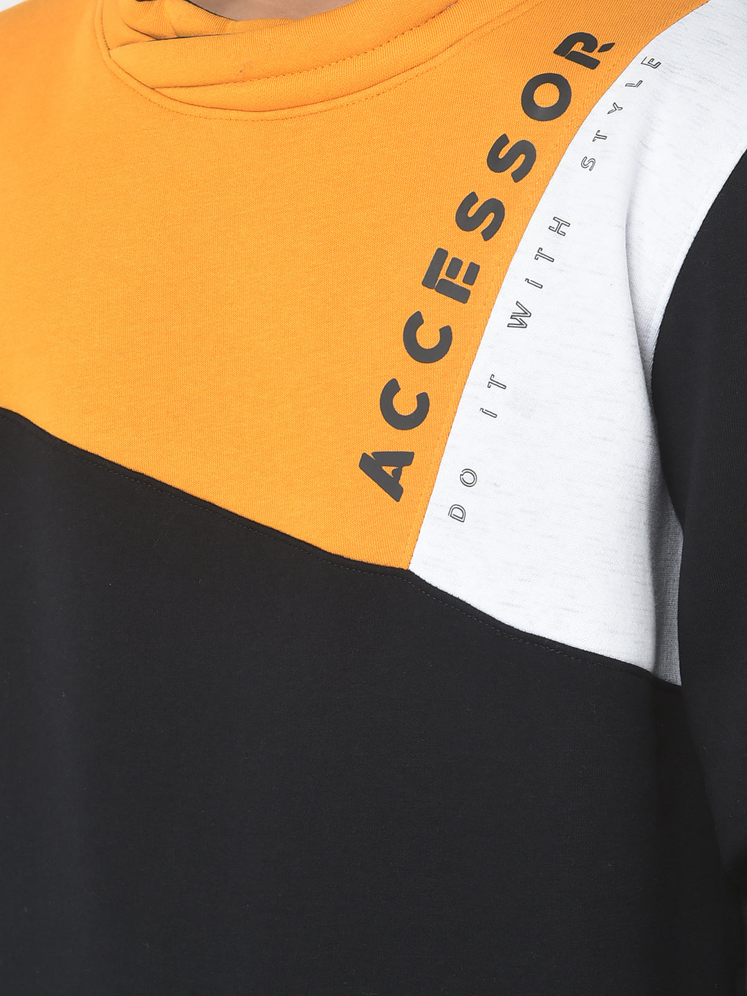 Mustard Colour-Blocked Sweatshirt-Boys Sweatshirts-Crimsoune Club