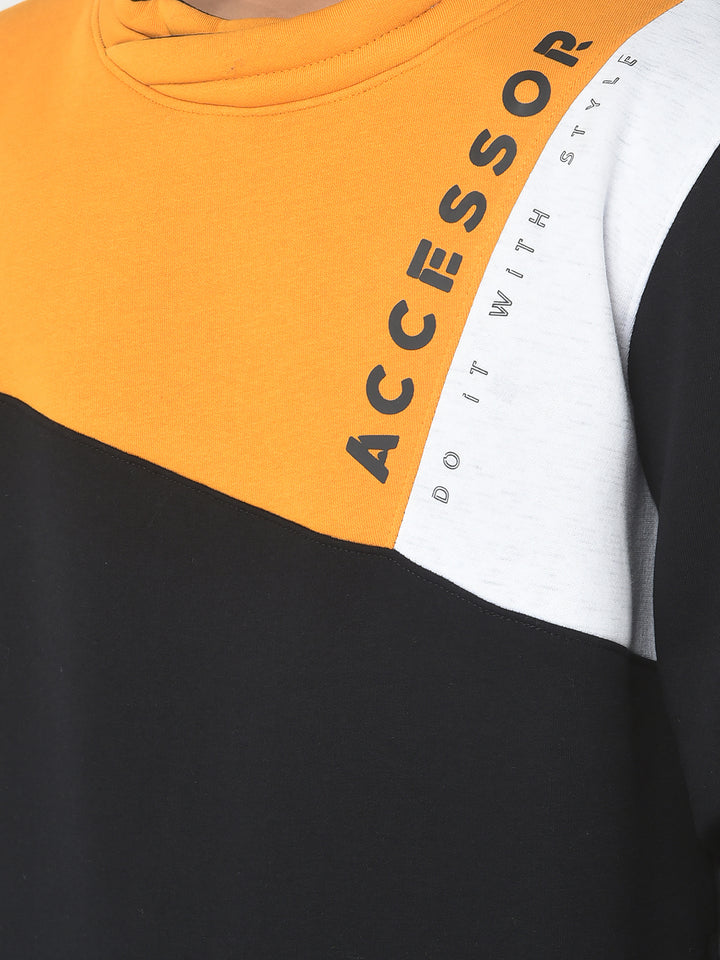Mustard Colour-Blocked Sweatshirt-Boys Sweatshirts-Crimsoune Club