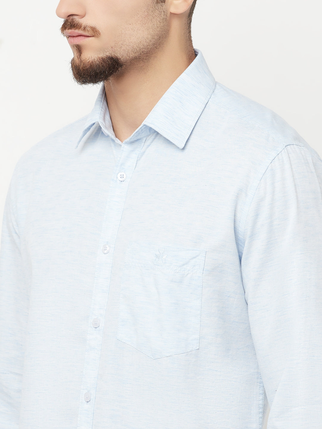 Blue Solid Casual Shirt-Men Shirts-Crimsoune Club