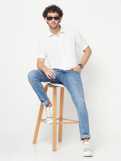 White Linen Shirt-Men Shirts-Crimsoune Club