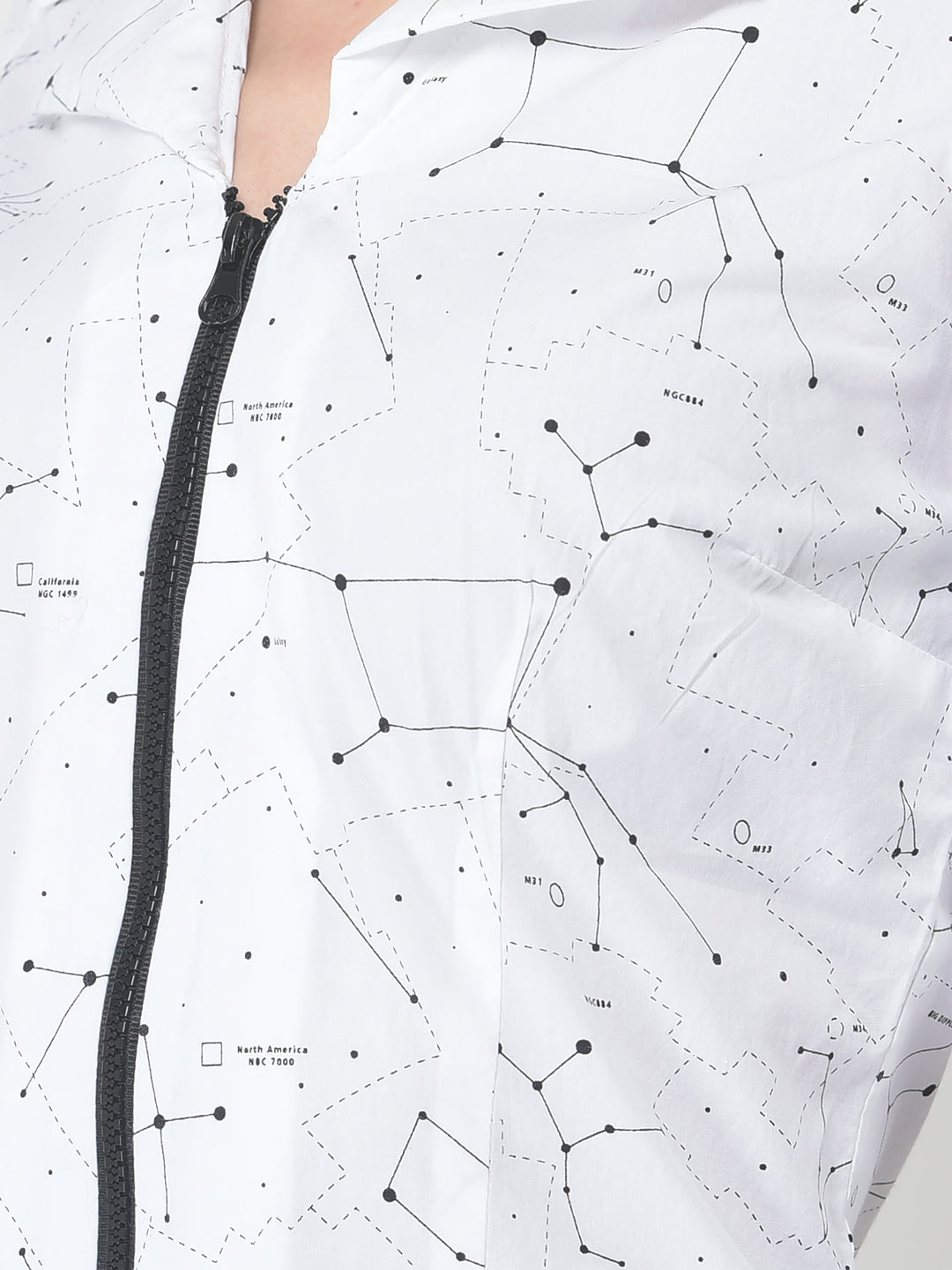 Constellation Zipper Shirt-Women Shirts-Crimsoune Club