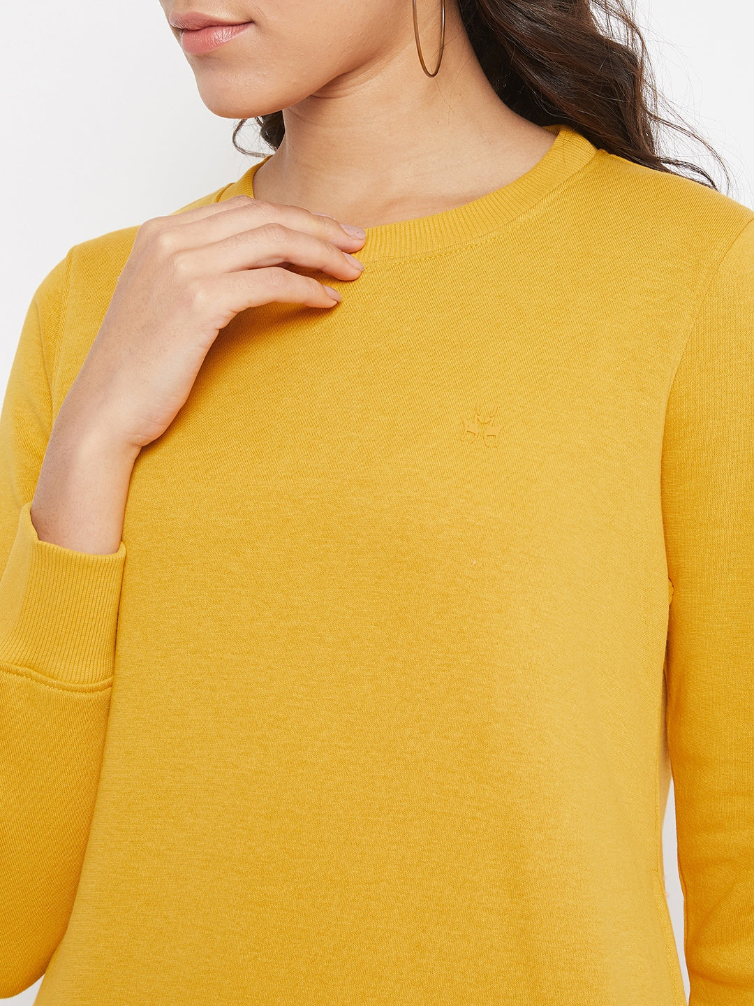 Solid Yellow Sweat Shirt-Women Sweatshirts-Crimsoune Club