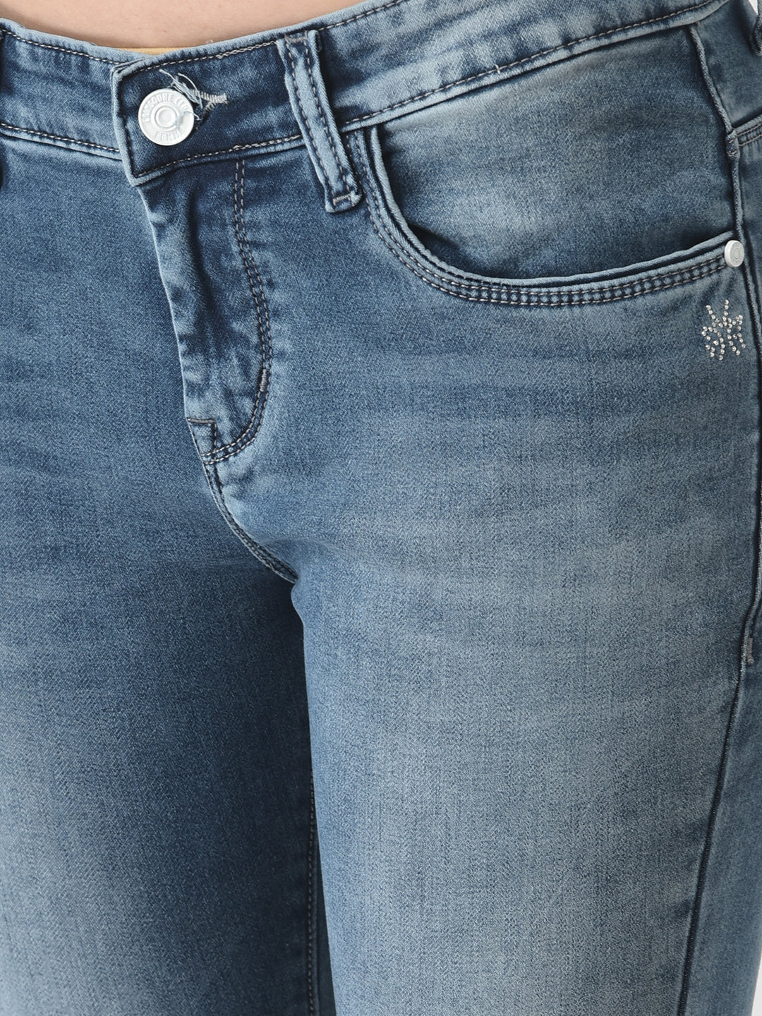 Skinny Fitting Blue Jeans-Women Jeans-Crimsoune Club