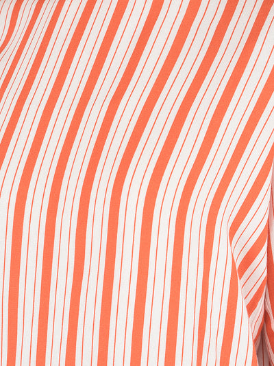 Orange Striped Tops-Women Tops-Crimsoune Club