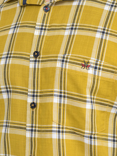 Mustard Checkered Shirt-Men Shirts-Crimsoune Club