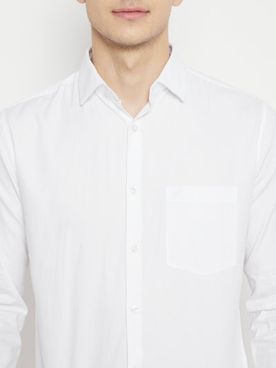 White Solid Shirt-Men Shirts-Crimsoune Club