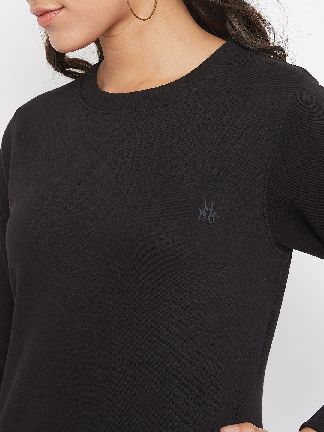 Solid Black Sweat Shirt-Women Sweatshirts-Crimsoune Club