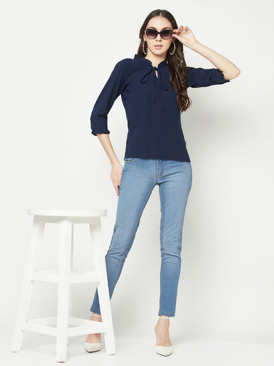 Navy Blue Top-Women Tops-Crimsoune Club