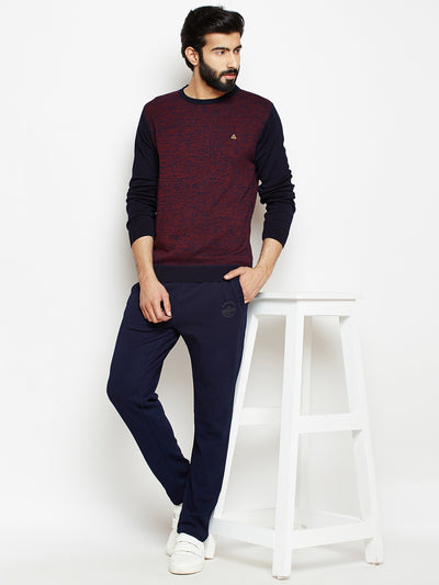 Maroon Solid Round Neck Sweater-Mens Sweaters-Crimsoune Club