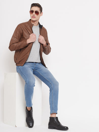 Solid Brown Jacket-Mens Jackets-Crimsoune Club