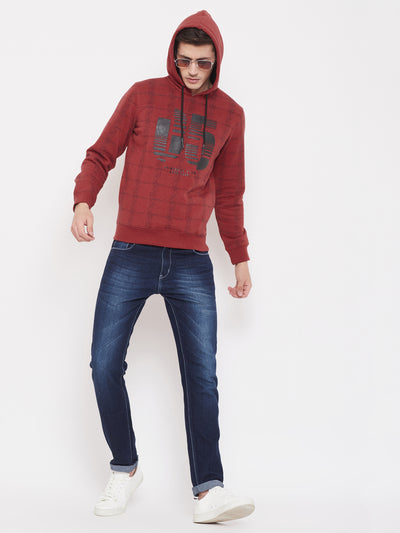 Printed Red Sweat Shirt-Mens Sweatshirts-Crimsoune Club