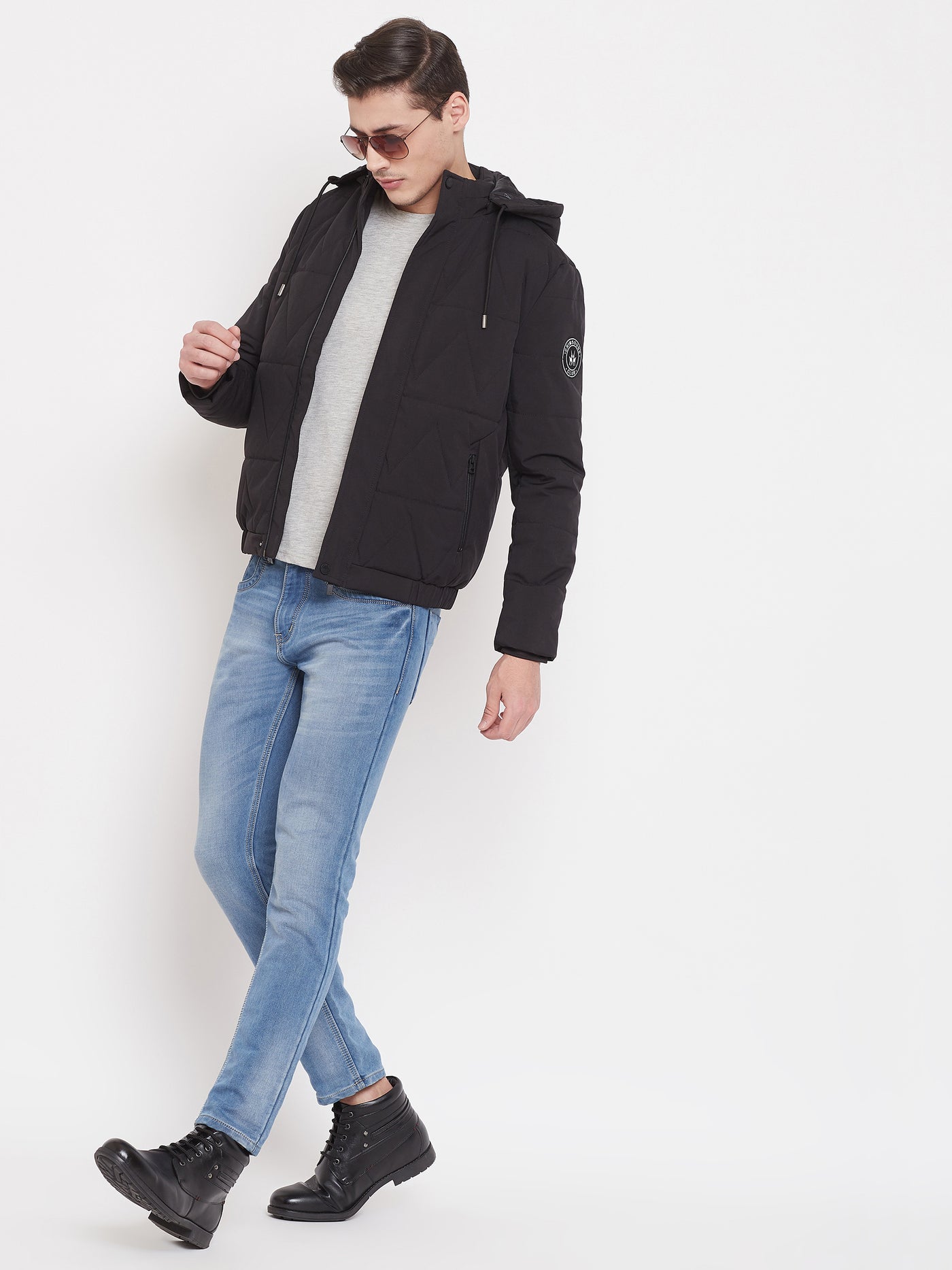 Solid Black Jacket-Mens Jackets-Crimsoune Club