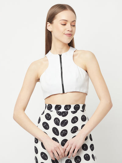 White Racer-Back Crop Top-Women Tops-Crimsoune Club