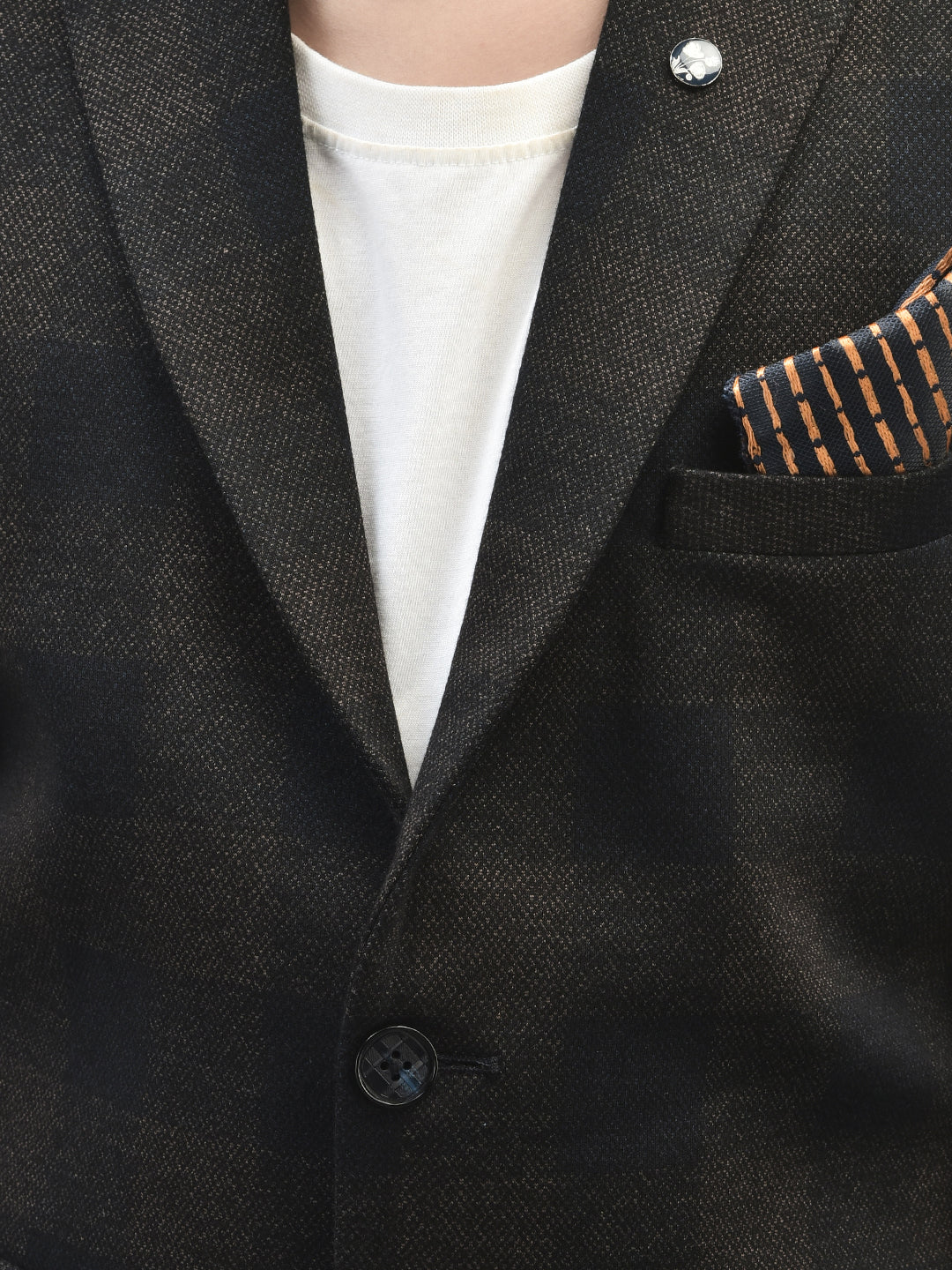 Brown Checked Single Breasted Blazer-Boys Blazers-Crimsoune Club