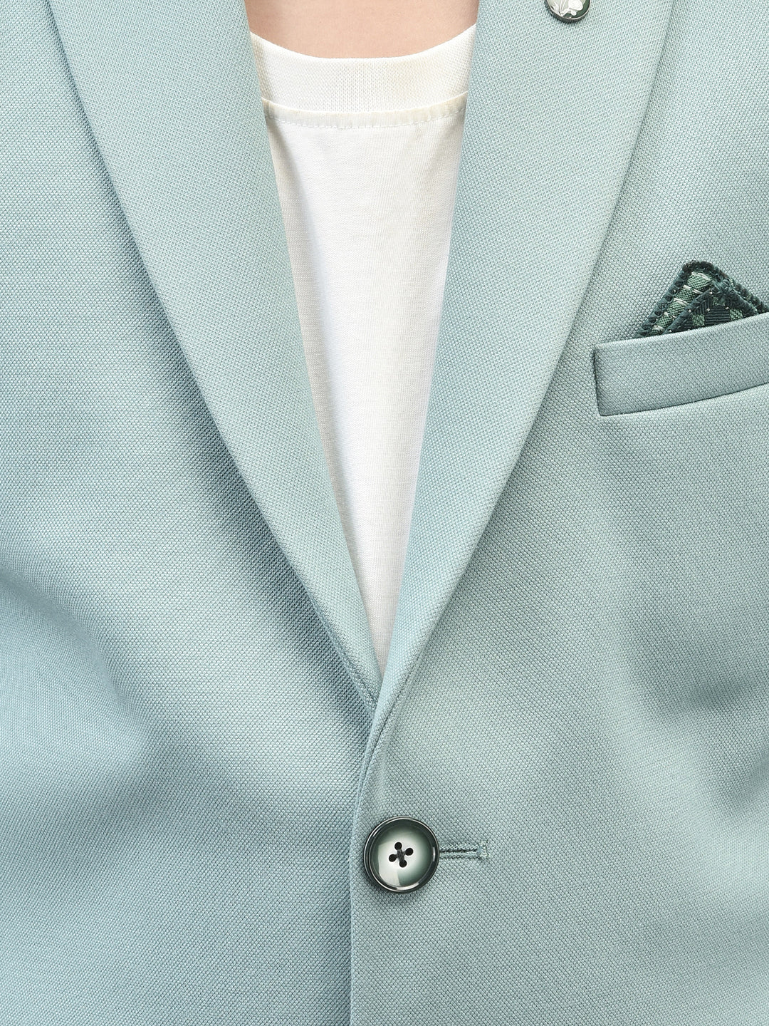 Mint-Green Single Breasted Blazer-Boys Blazers-Crimsoune Club