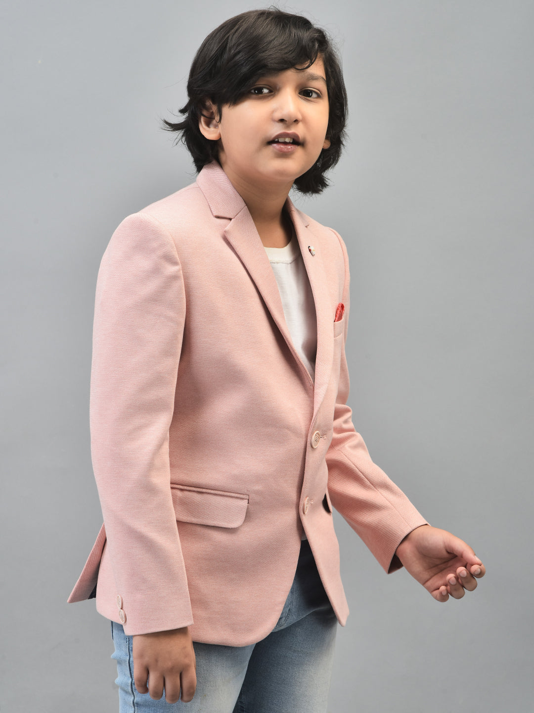 Peach Single Breasted Blazer-Boys Blazers-Crimsoune Club