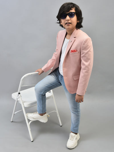 Peach Single Breasted Blazer-Boys Blazers-Crimsoune Club