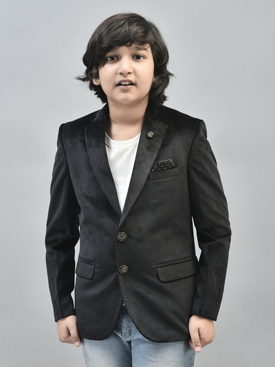 Black Single Breasted Blazer-Boys Blazers-Crimsoune Club