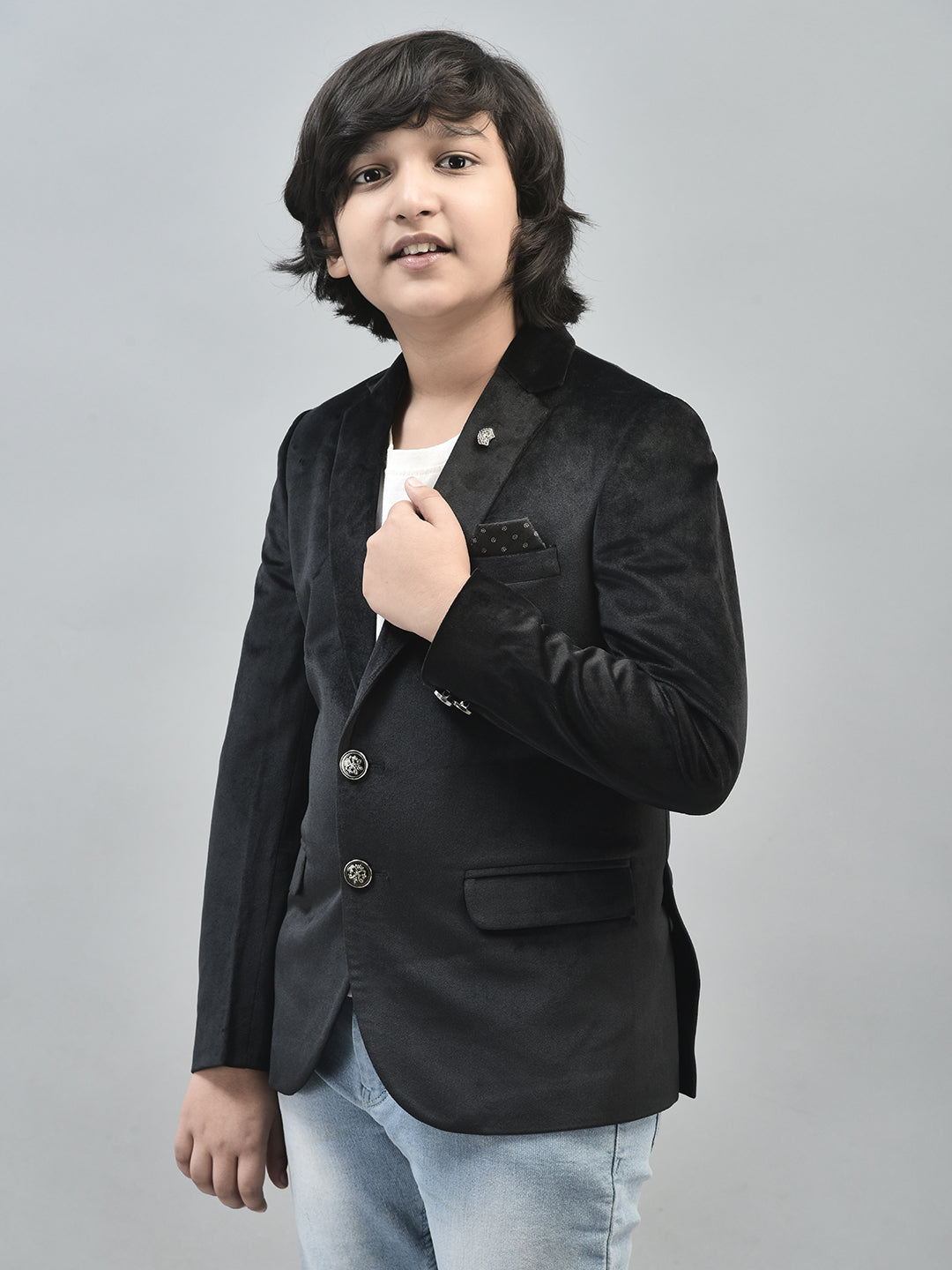 Black Single Breasted Blazer-Boys Blazers-Crimsoune Club