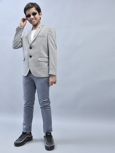 Grey Single Breasted Blazer-Boys Blazers-Crimsoune Club