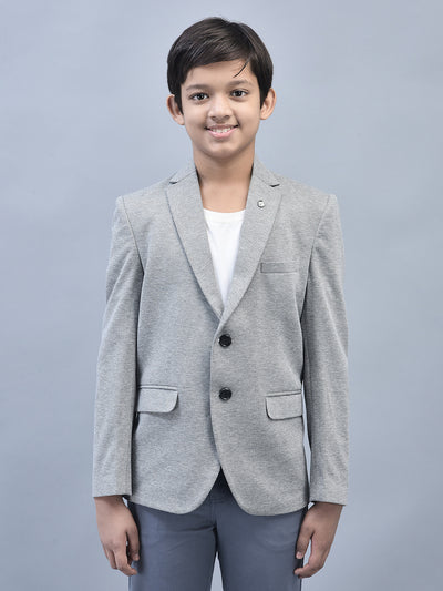 Grey Single Breasted Blazer-Boys Blazers-Crimsoune Club