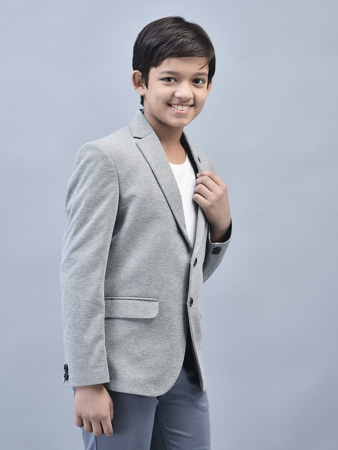 Grey Single Breasted Blazer-Boys Blazers-Crimsoune Club