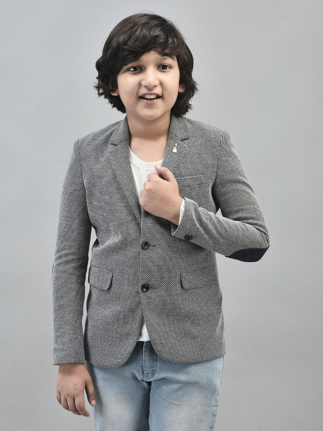 Navy Blue Single Breasted Blazer-Boys Blazers-Crimsoune Club