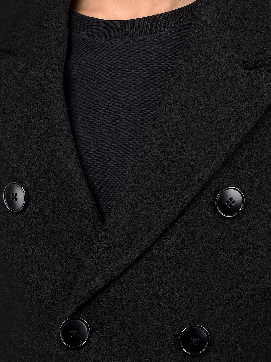 Sleek Black Double-Breasted Overcoat-Boys Coats-Crimsoune Club