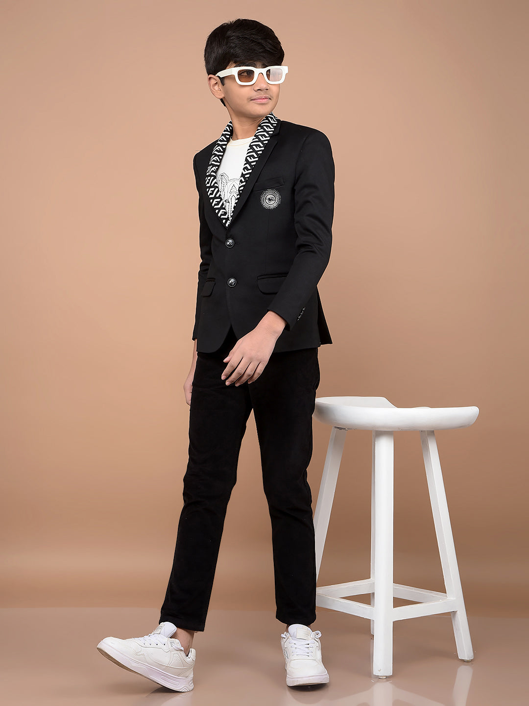 Black Single Breasted Blazer-Boys Blazers-Crimsoune Club