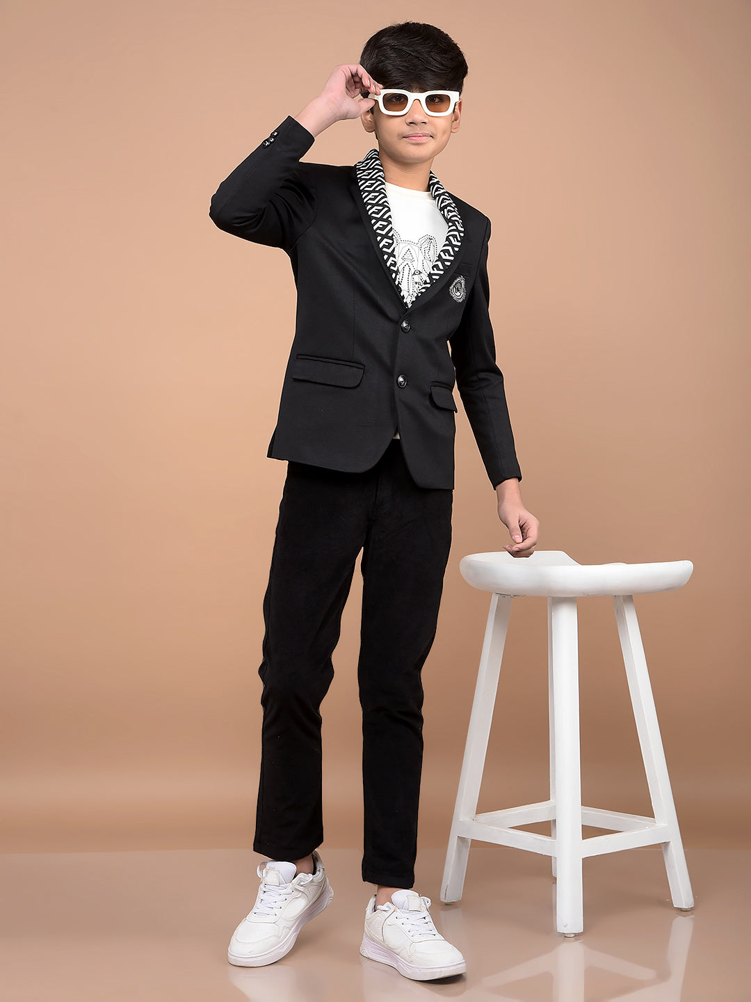 Black Single Breasted Blazer-Boys Blazers-Crimsoune Club