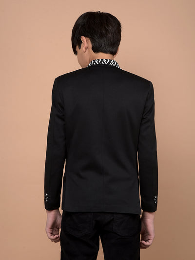Black Single Breasted Blazer-Boys Blazers-Crimsoune Club