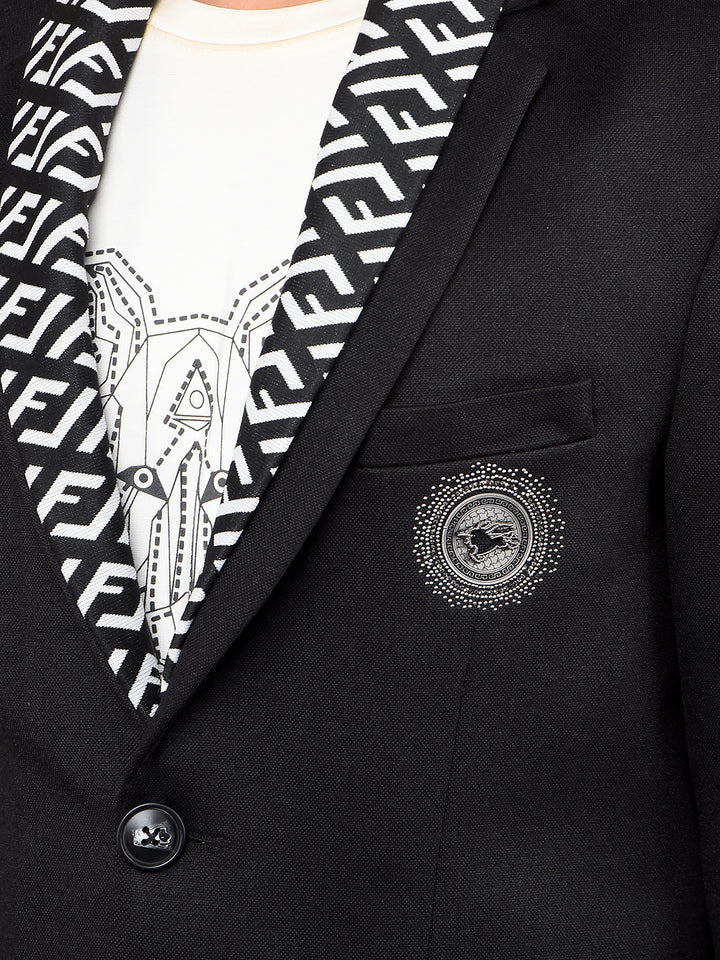 Black Single Breasted Blazer-Boys Blazers-Crimsoune Club