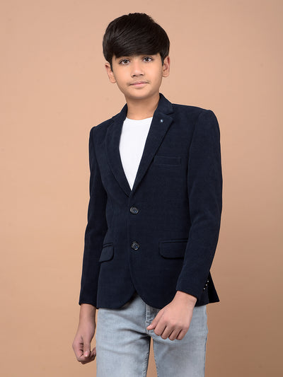 Navy Blue Single Breasted Blazer-Boys Blazers-Crimsoune Club