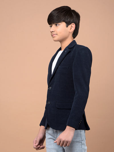Navy Blue Single Breasted Blazer-Boys Blazers-Crimsoune Club