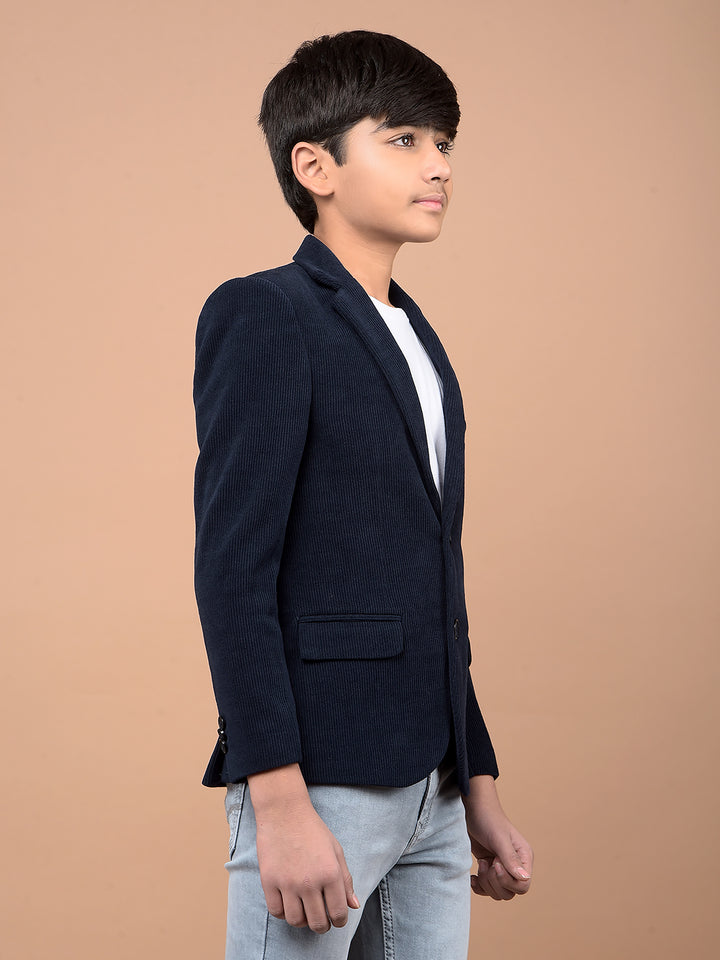 Navy Blue Single Breasted Blazer-Boys Blazers-Crimsoune Club