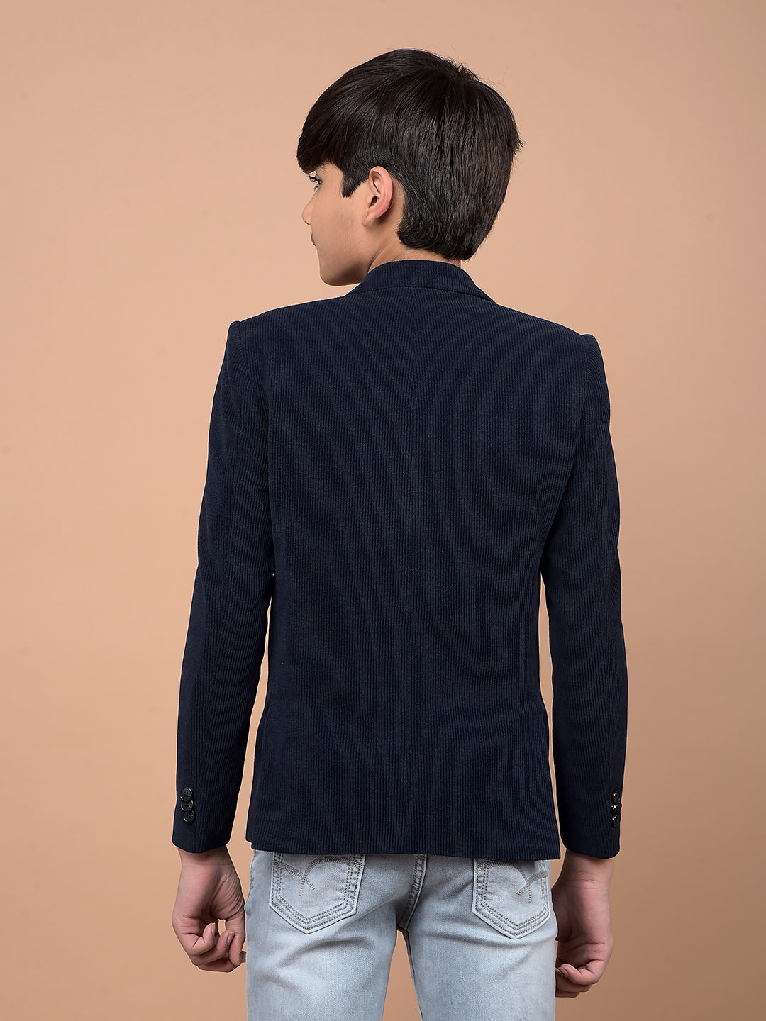 Navy Blue Single Breasted Blazer-Boys Blazers-Crimsoune Club