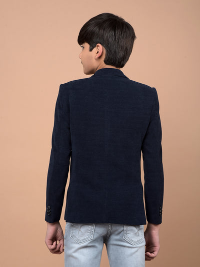 Navy Blue Single Breasted Blazer-Boys Blazers-Crimsoune Club
