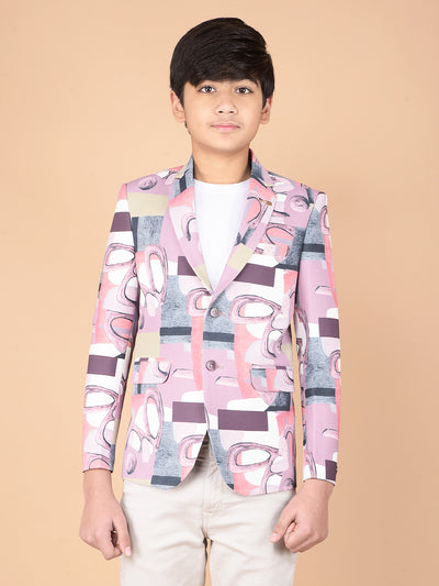 Multi-Color Printed Single Breasted Blazer-Boys Blazers-Crimsoune Club