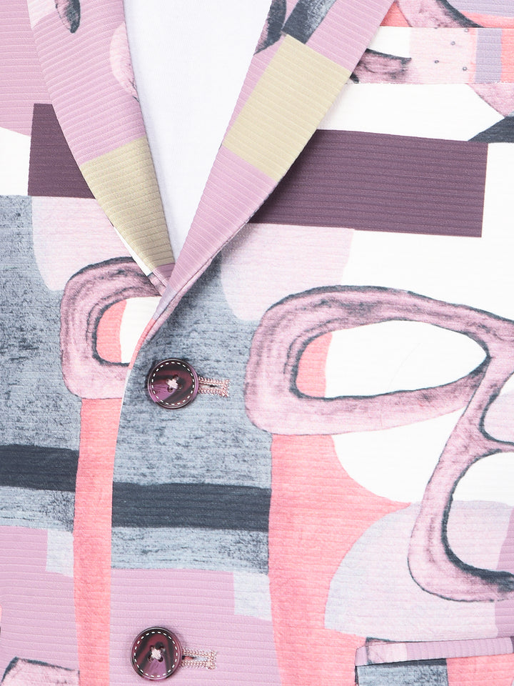 Multi-Color Printed Single Breasted Blazer-Boys Blazers-Crimsoune Club