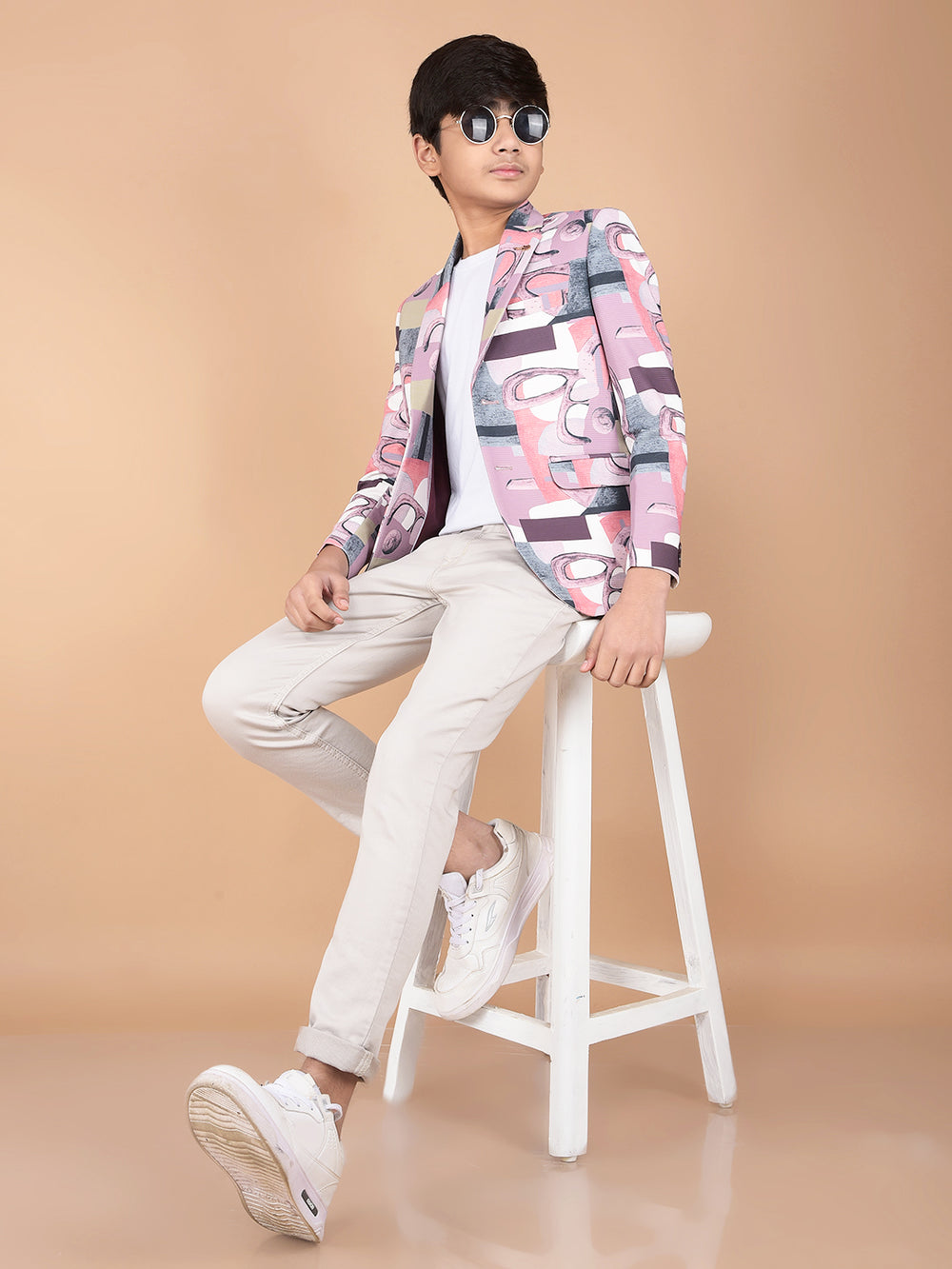 Multi-Color Printed Single Breasted Blazer-Boys Blazers-Crimsoune Club