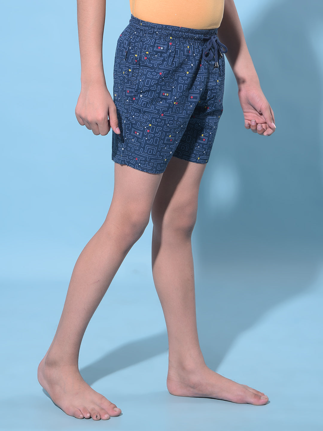 Navy Blue Printed 100% Cotton Boxers-Boys Boxers-Crimsoune Club