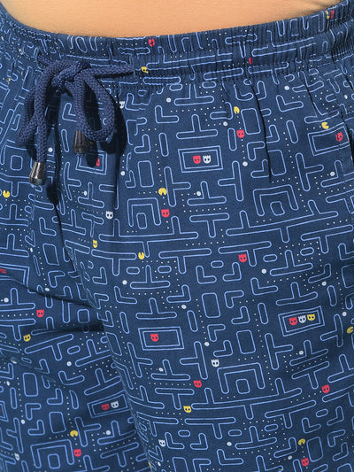 Navy Blue Printed 100% Cotton Boxers-Boys Boxers-Crimsoune Club