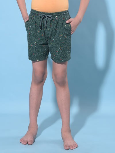 Green Printed 100% Cotton Boxer-Boys Boxers-Crimsoune Club