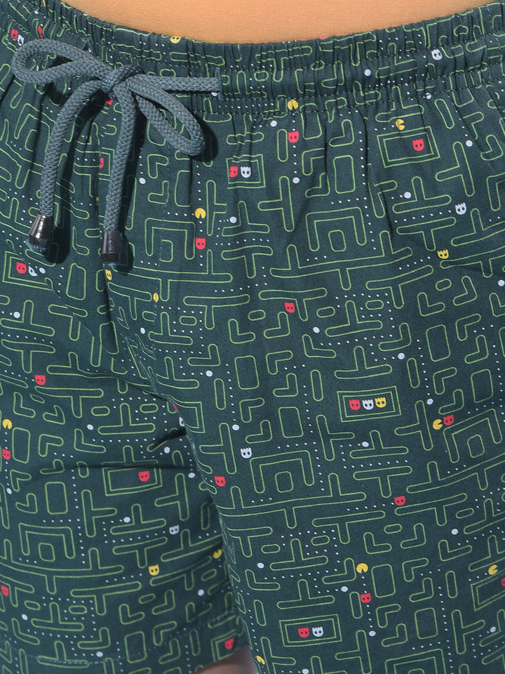 Green Printed 100% Cotton Boxer-Boys Boxers-Crimsoune Club