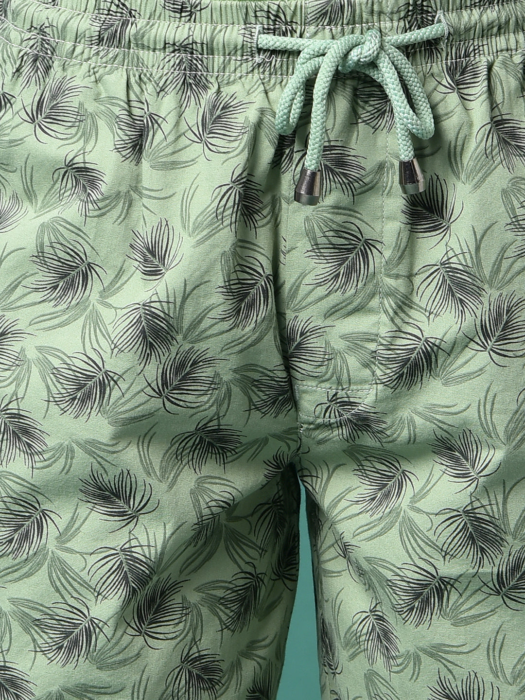 Green Floral Print 100% Cotton Lounge Shorts-Boys Lounge Shorts-Crimsoune Club