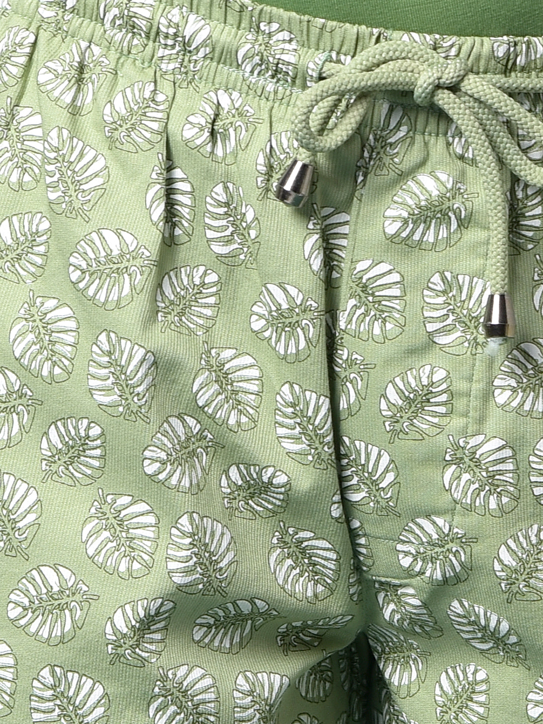 Green Floral Print 100% Cotton Lounge Shorts-Boys Lounge Shorts-Crimsoune Club