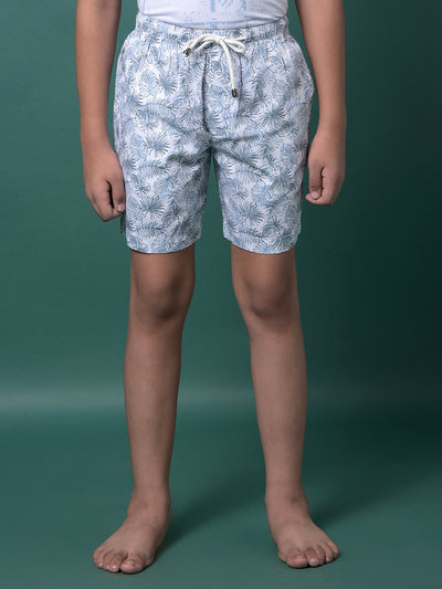 Blue Floral Print 100% Cotton Lounge Shorts-Boys Lounge Shorts-Crimsoune Club